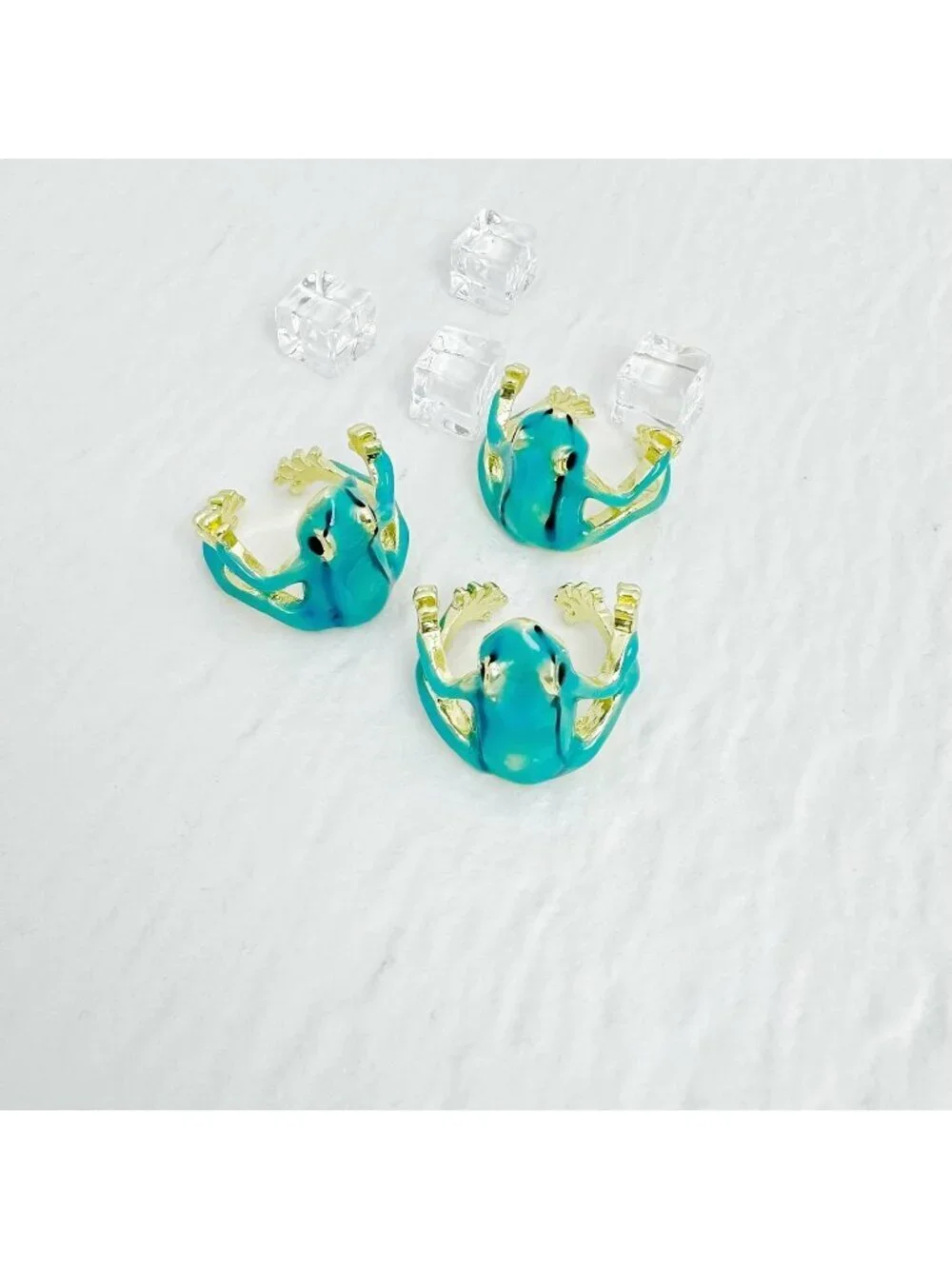 Women Blue Vintage Punk Animal Jewelry Open Shaped Gift Delicate Tree Frog Ring